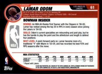 2007-08 Bowman - Chrome #61 Lamar Odom Back