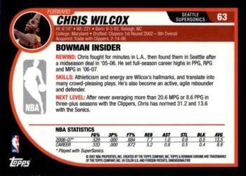 2007-08 Bowman - Chrome #63 Chris Wilcox Back