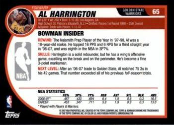 2007-08 Bowman - Chrome #65 Al Harrington Back