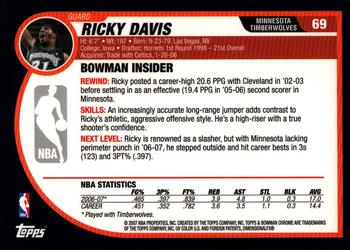 2007-08 Bowman - Chrome #69 Ricky Davis Back