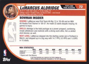 2007-08 Bowman - Chrome #72 Lamarcus Aldridge Back
