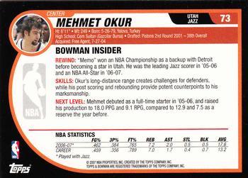 2007-08 Bowman - Chrome #73 Mehmet Okur Back