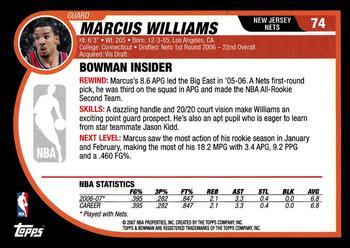 2007-08 Bowman - Chrome #74 Marcus Williams Back