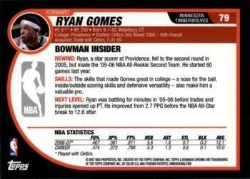 2007-08 Bowman - Chrome #79 Ryan Gomes Back