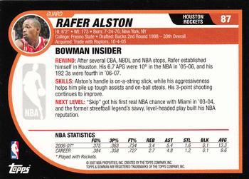 2007-08 Bowman - Chrome #87 Rafer Alston Back