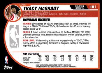 2007-08 Bowman - Chrome #101 Tracy Mcgrady Back