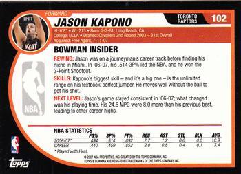 2007-08 Bowman - Chrome #102 Jason Kapono Back