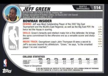 2007-08 Bowman - Chrome #114 Jeff Green Back