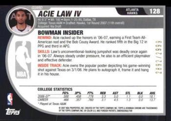 2007-08 Bowman - Chrome #128 Acie Law IV Back