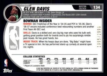 2007-08 Bowman - Chrome #134 Glen Davis Back
