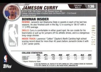 2007-08 Bowman - Chrome #136 Jameson Curry Back
