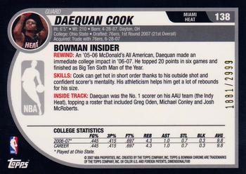 2007-08 Bowman - Chrome #138 Daequan Cook Back