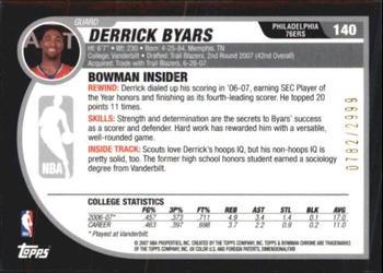 2007-08 Bowman - Chrome #140 Derrick Byars Back