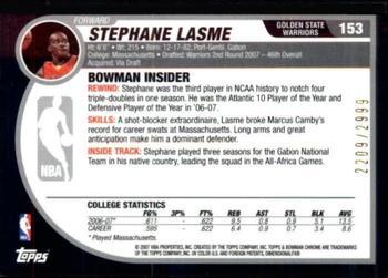 2007-08 Bowman - Chrome #153 Stephane Lasme Back