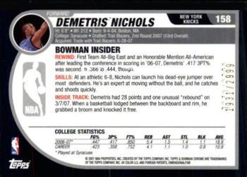 2007-08 Bowman - Chrome #158 Demetris Nichols Back