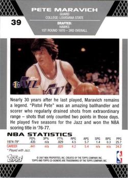 2007-08 Topps Co-Signers #39 Pete Maravich Back
