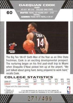 2007-08 Topps Co-Signers #60 Daequan Cook Back
