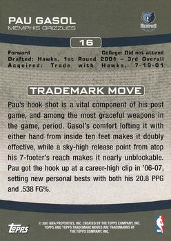 2007-08 Topps Trademark Moves #16 Pau Gasol Back