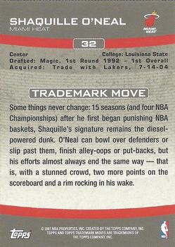 2007-08 Topps Trademark Moves #32 Shaquille O'Neal Back