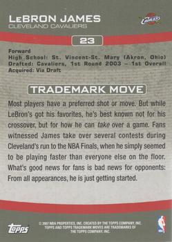 2007-08 Topps Trademark Moves #23 LeBron James Back