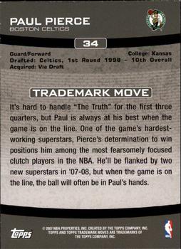 2007-08 Topps Trademark Moves #34 Paul Pierce Back