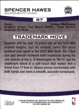 2007-08 Topps Trademark Moves #67 Spencer Hawes Back