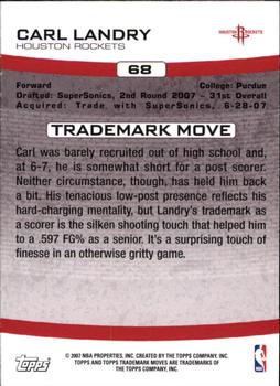 2007-08 Topps Trademark Moves #68 Carl Landry Back