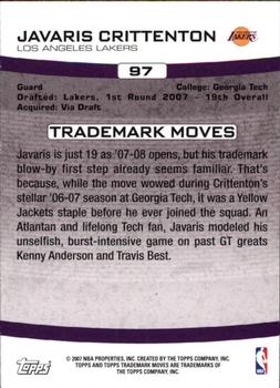 2007-08 Topps Trademark Moves #97 Javaris Crittenton Back