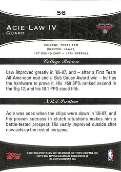 2007-08 Topps Echelon #56 Acie Law IV Back