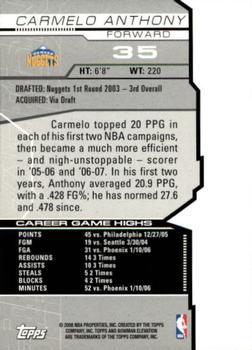 2007-08 Bowman Elevation #35 Carmelo Anthony Back