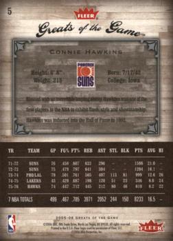 2005-06 Fleer Greats of the Game - Gold #5 Connie Hawkins Back
