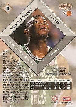 1996 Score Board Rookies #36 Marcus Mann Back