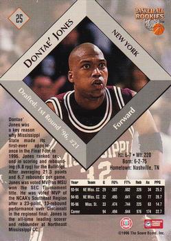 1996 Score Board Rookies #25 Dontae' Jones Back