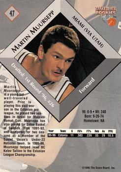 1996 Score Board Rookies #47 Martin Muursepp Back