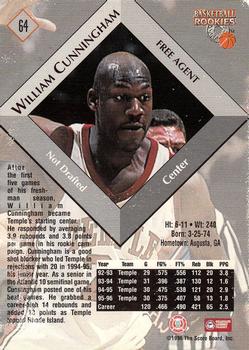 1996 Score Board Rookies #64 William Cunningham Back
