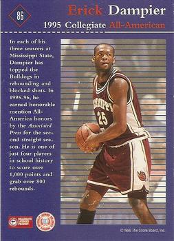 1996 Score Board Rookies #86 Erick Dampier Back