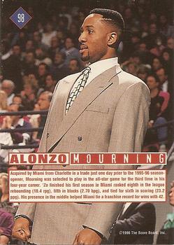 1996 Score Board Rookies #98 Alonzo Mourning Back