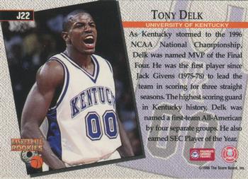 1996 Score Board Rookies - College Jerseys #J22 Tony Delk Back