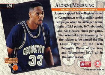1996 Score Board Rookies - College Jerseys #J29 Alonzo Mourning Back