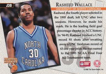 1996 Score Board Rookies - College Jerseys #J30 Rasheed Wallace Back