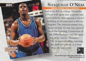 1996 Score Board Rookies - College Jerseys #LA34 Shaquille O'Neal Back