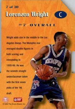 1996 Score Board Rookies - Rookie #1 Die Cuts #7 Lorenzen Wright Back
