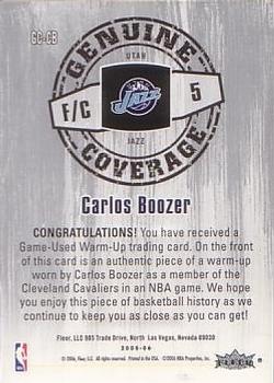 2005-06 Hoops - Genuine Coverage #GC-CB Carlos Boozer Back