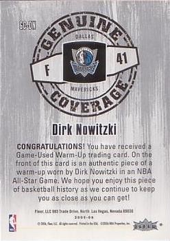 2005-06 Hoops - Genuine Coverage #GC-DN Dirk Nowitzki Back