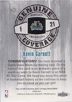 2005-06 Hoops - Genuine Coverage #GC-KG Kevin Garnett Back