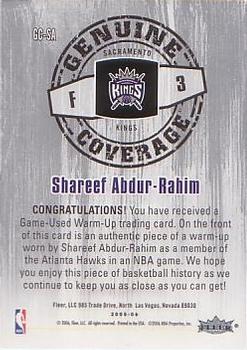 2005-06 Hoops - Genuine Coverage #GC-SA Shareef Abdur-Rahim Back