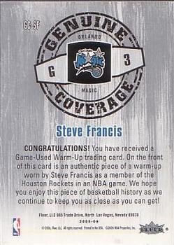 2005-06 Hoops - Genuine Coverage #GC-SF Steve Francis Back