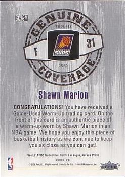 2005-06 Hoops - Genuine Coverage #GC-SM Shawn Marion Back