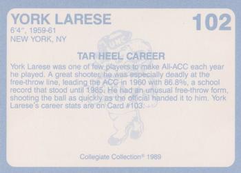 1989 Collegiate Collection North Carolina's Finest #102 York Larese Back
