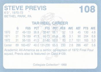 1989 Collegiate Collection North Carolina's Finest #108 Steve Previs Back